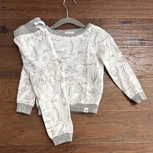 Gray and White Animal Print Kids' Sweatshirt and Pants Set